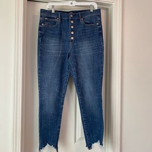 High Rise Button Fly Skinny Jeans